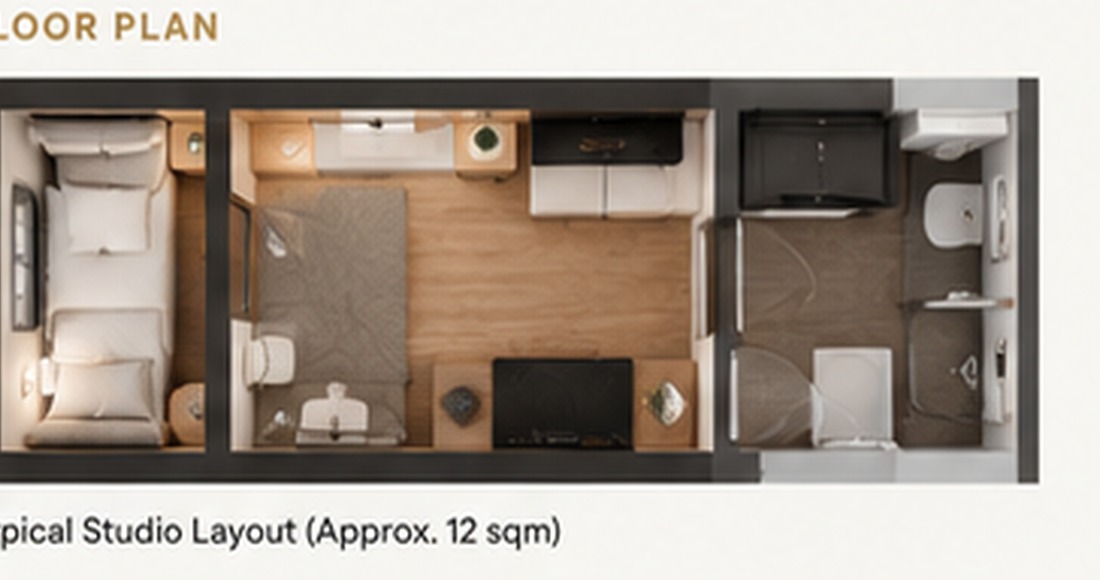 Concept floor plan of a typical Admiral studio